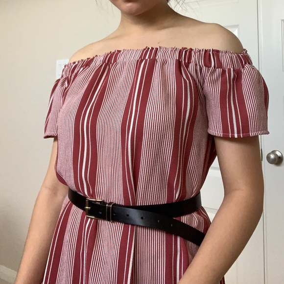 Charlotte Russe Pink Stripe Off Shoulder Dress Top - Picture 1 of 3